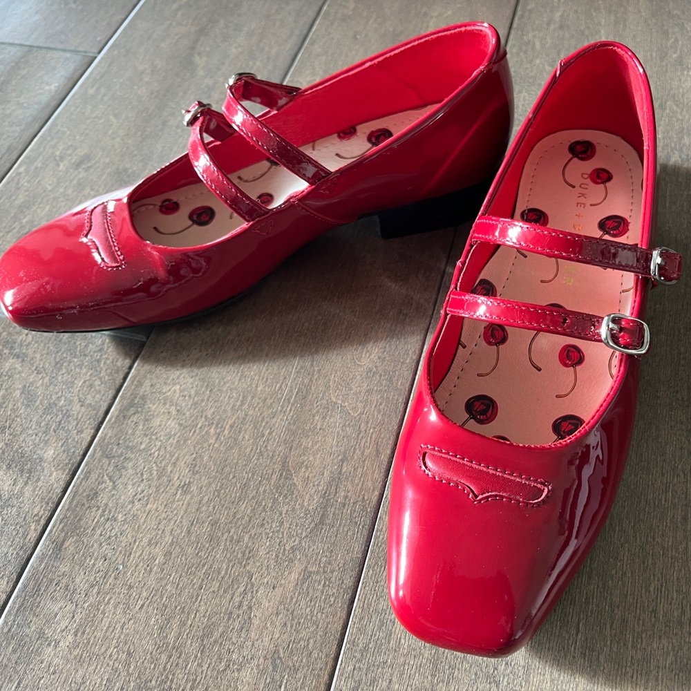 Duke + Dexter ruby red patent Mary Jane shoes UK 4 US 6 EU 37